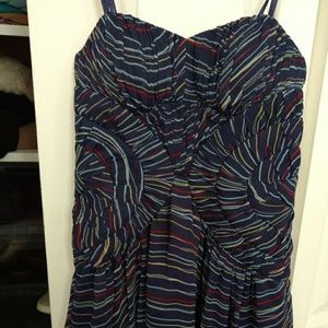 Strapless BCBGeneration navy striped dress, sz 2